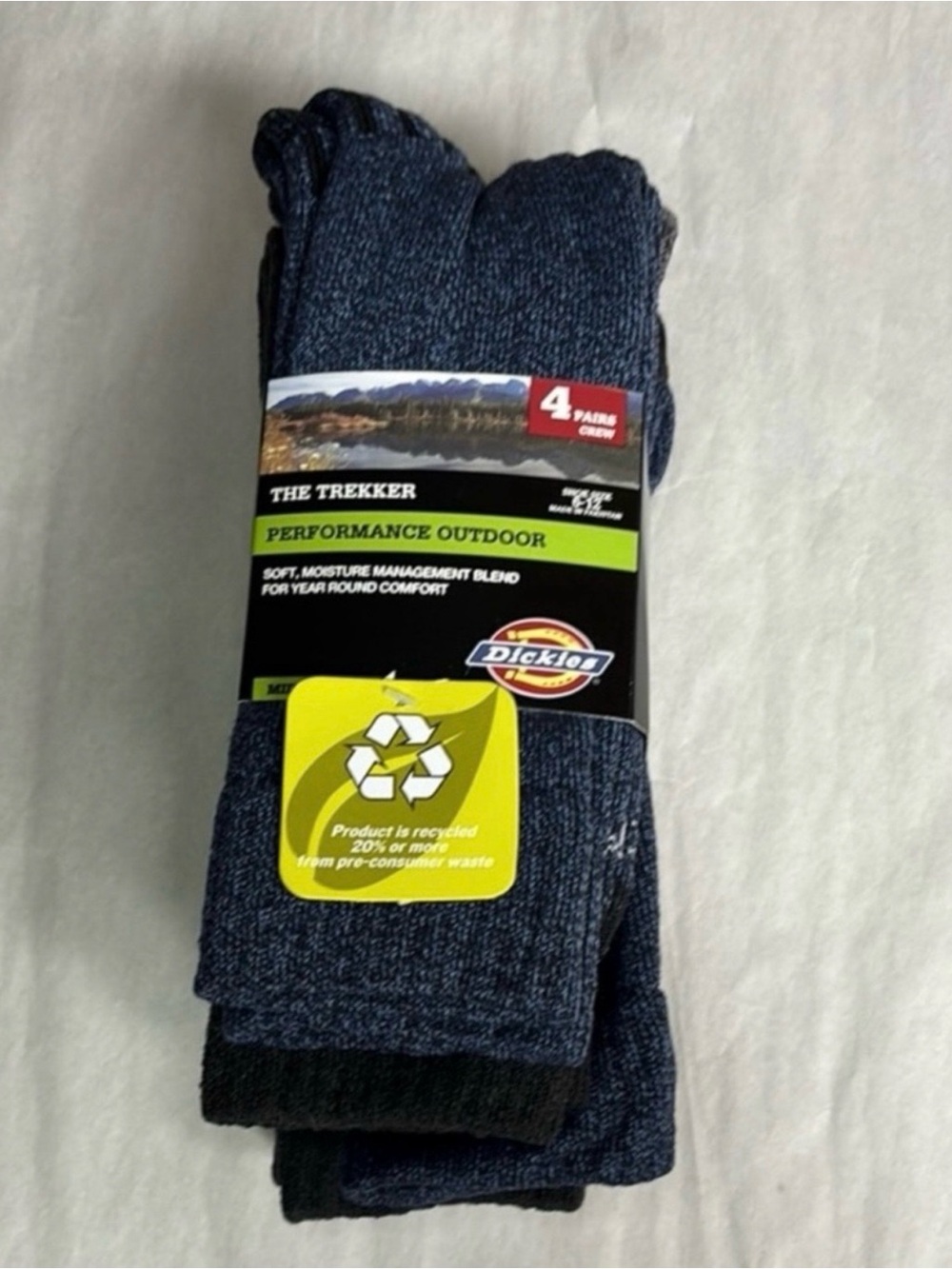 New Dickies Socks Men’s 4 Pair Performance Outdoor Mid-Weight Socks Blue & Black